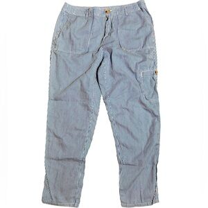 Liz Claiborne Blue White Striped Straight Leg Ankle Pants Capri Cropped Trousers